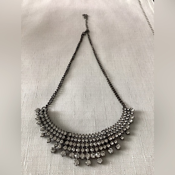 Rhinestone Silver Tone Choker Necklace - Picture 1 of 3